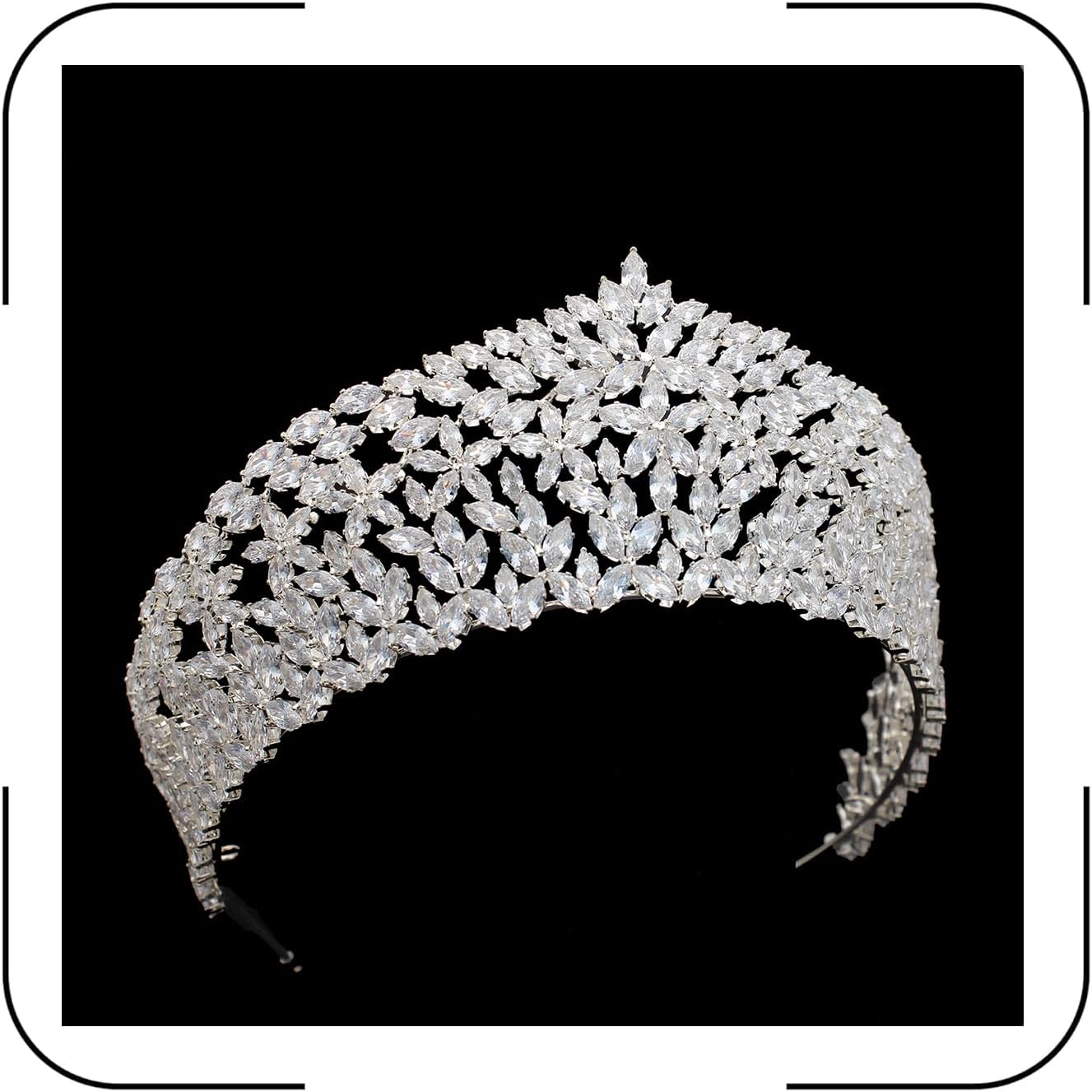 QXMYOO Large Wedding Crowns 5A Cubic Zirconia Princess CZ Zircon Big Pageant Crowns for Women Queen Tiaras Prom Party Bridal Headpiece Hair Accessories