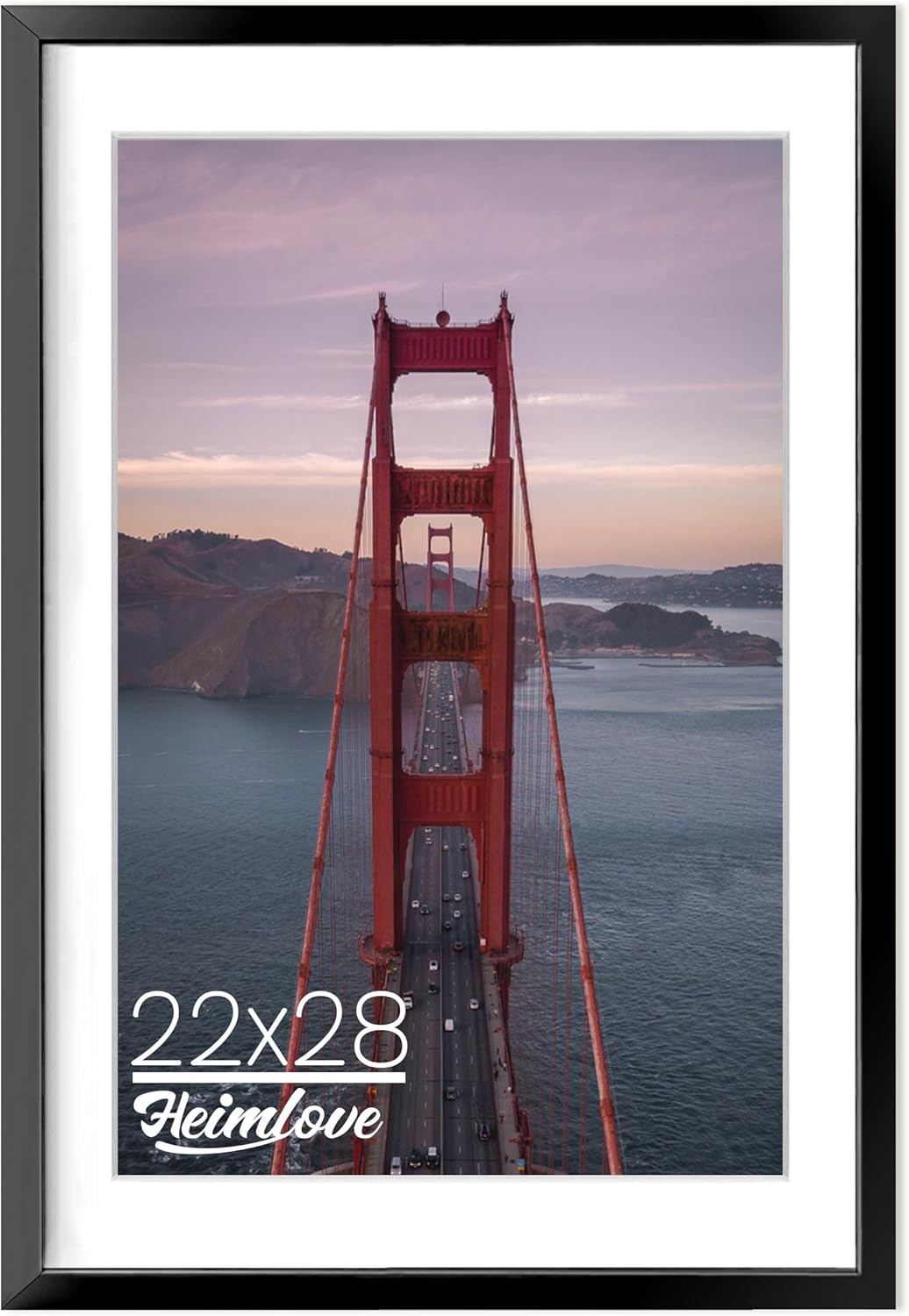 Heimlove 22x28 Aluminum Picture Frames, Large 22x28 Poster Frames for Wall, Versatile Wall Display Frames with Mat for 18x24 Photos for Home, Bedroom, Office, Wall Hook Included - 1Pack, Black Black-1Pack 22x28