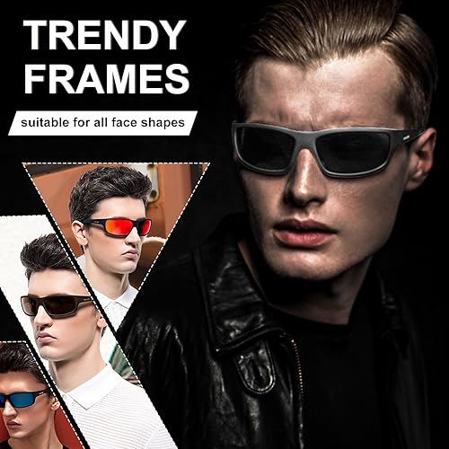 Miniatura 4 de POLARKING Gafas de sol deportivas polarizadas para hombre, acabado mate, lentes de sol, lentes de espejo, bloqueo UV