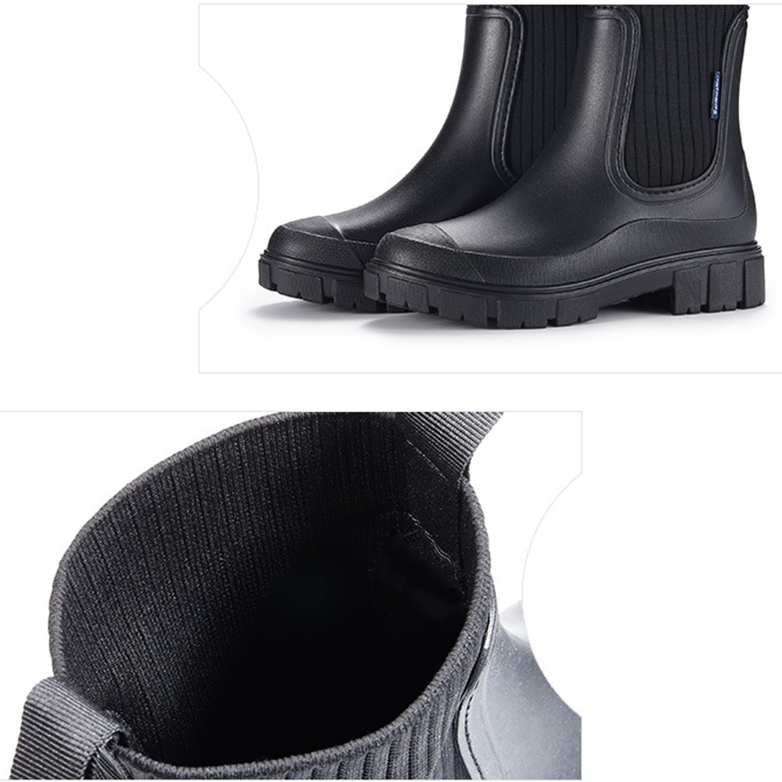 Botas de goma para mujer, botas de equitación, botas de media altura, botines para hombre, botas de equitación, botas de goma de media altura, botas de lluvia planas, impermeables, botas de