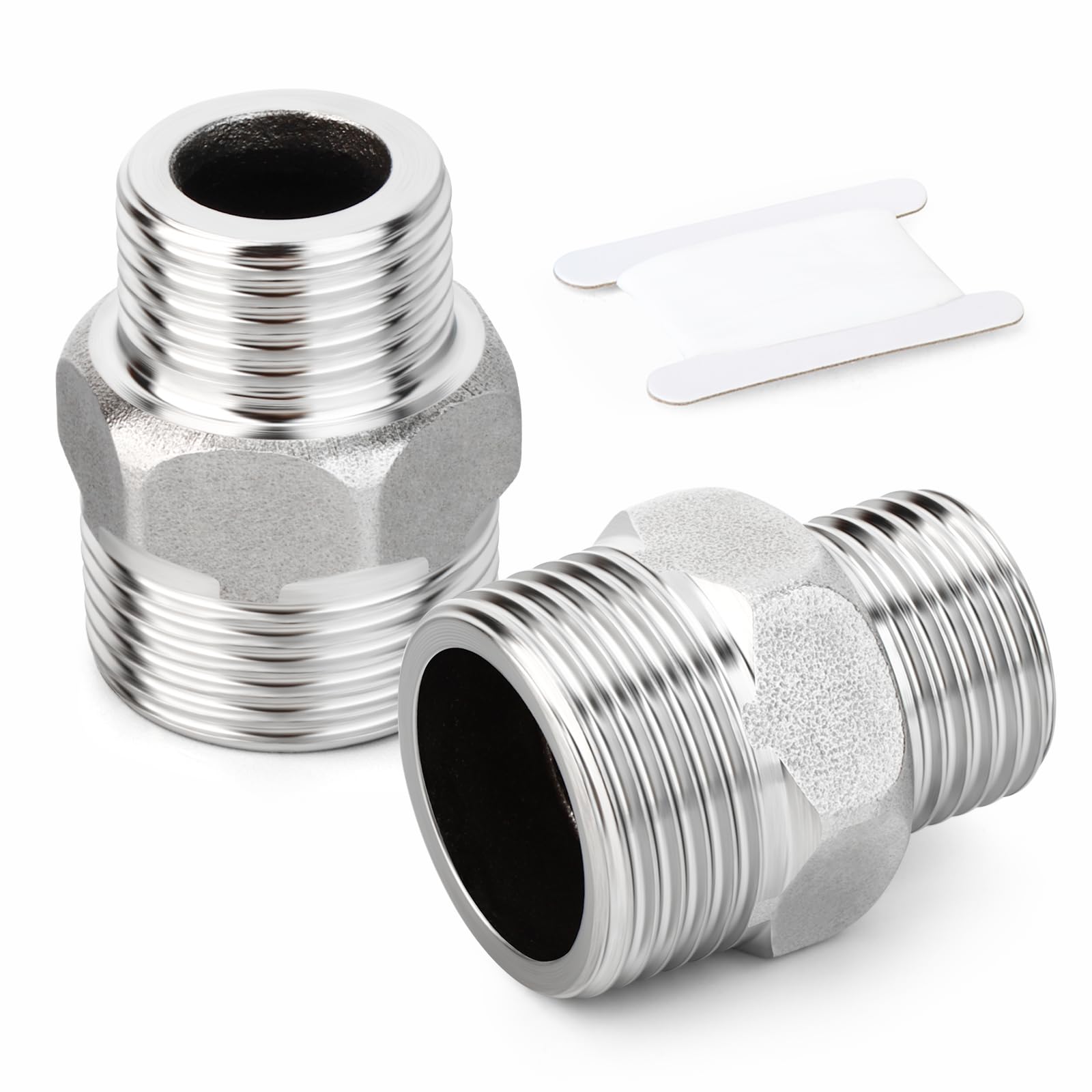 2 piezas de acero inoxidable 304 conector reductor hexagonal macho BSP, adaptador reductor de tubería roscado BSP de 3/4" x 1/2" para fontanería, tuberías de agua y gas