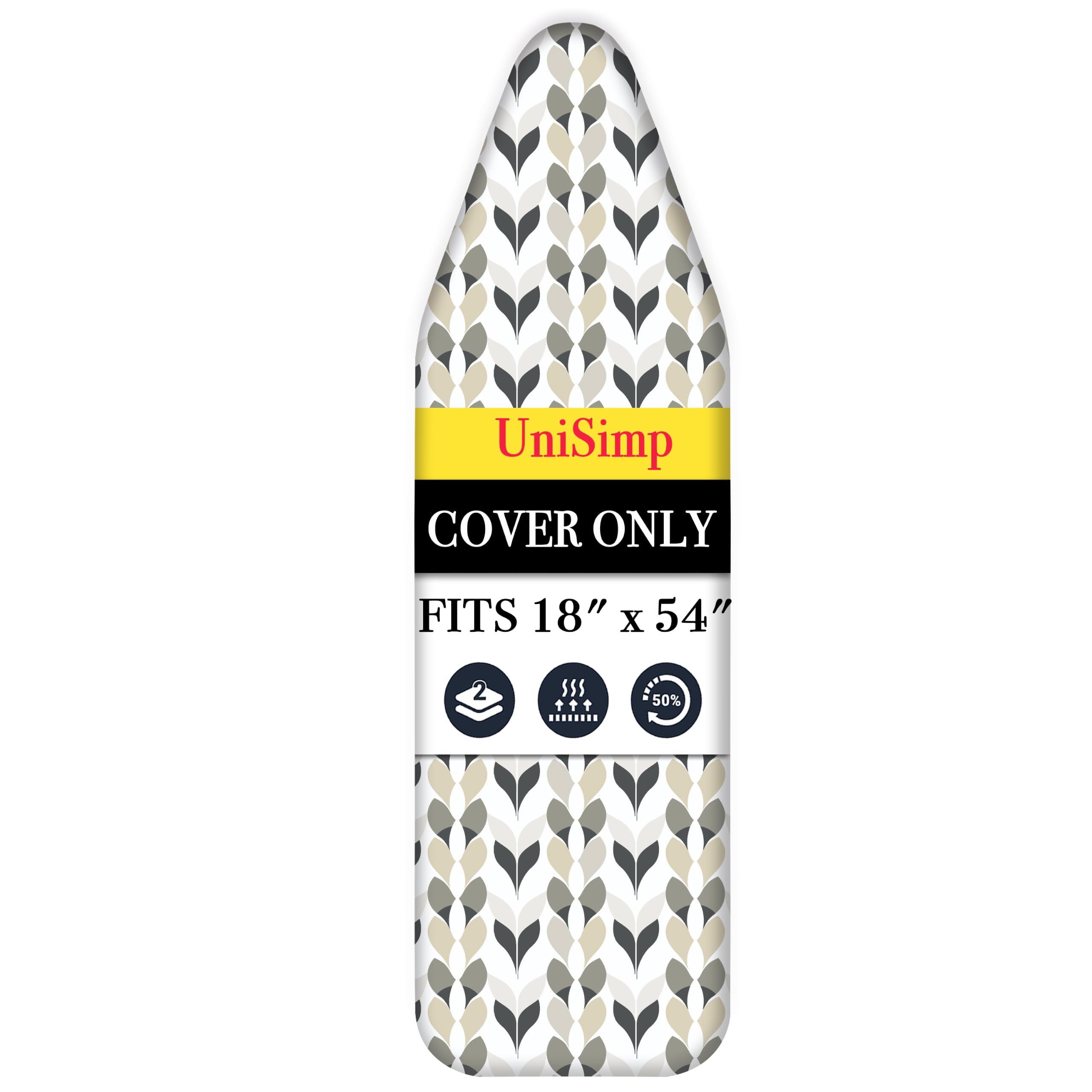 UniSimp Ironing Board Cover and Pad 18x54, Extra Large, Foliage