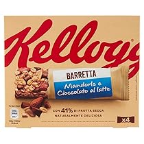 Kellogg’s Barretta | Gusto Mandorle e Cioccolato al Latte | Ricca di Fibre e con 41% di Frutta Secca | 4 barrette da 32g (Confezione da 128g)