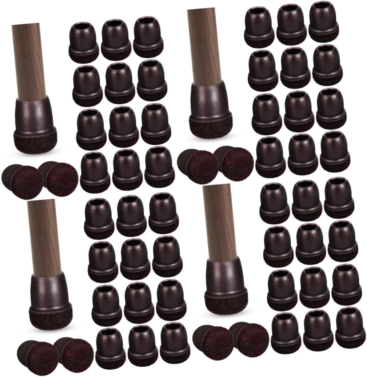 POPETPOP 64pcs Chair Leg Caps Non- Floor Protectors for Furniture Easy Installation Reduce Noise Suitable for Hardwood and Tile Floors Fits Chair Legs