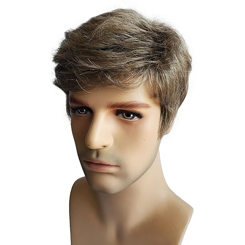 Miniatura 8 de Hombres Corto Recto Peluca gris sintético Pelucas Naturales para hombres moda wiginway