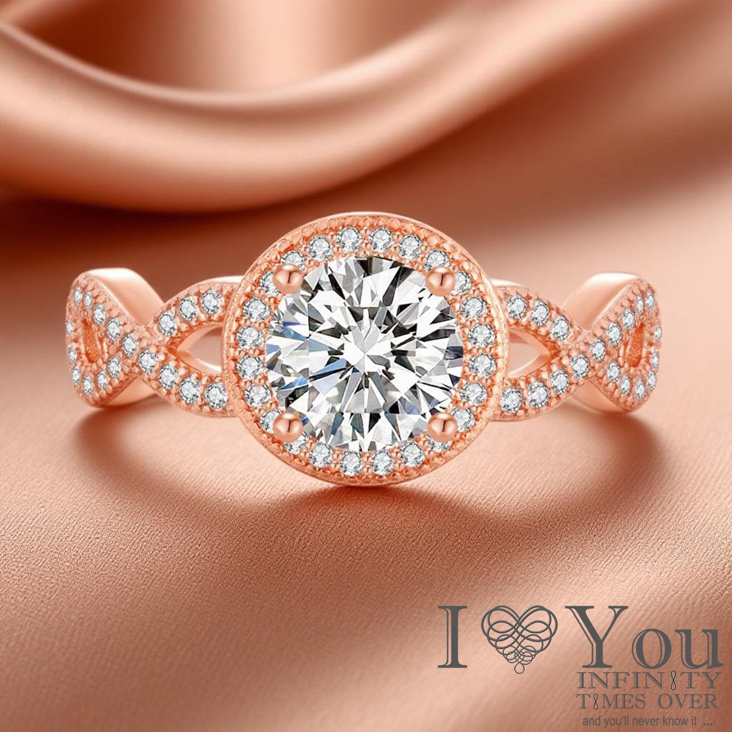 Verlobungsring damen mit diamond 1 Karat & Unendlichkeit in mehreren Farben