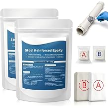 Steel Reinforced Epoxy Putty, 2 Bags Strong Clay Iron Adhesive, 2-Part 3.52oz/100g Waterproof Heat-Resistant Epoxy Putty Repair Kit, for Bonding Metal, Plastic, Wood, Tiles, Ceramics