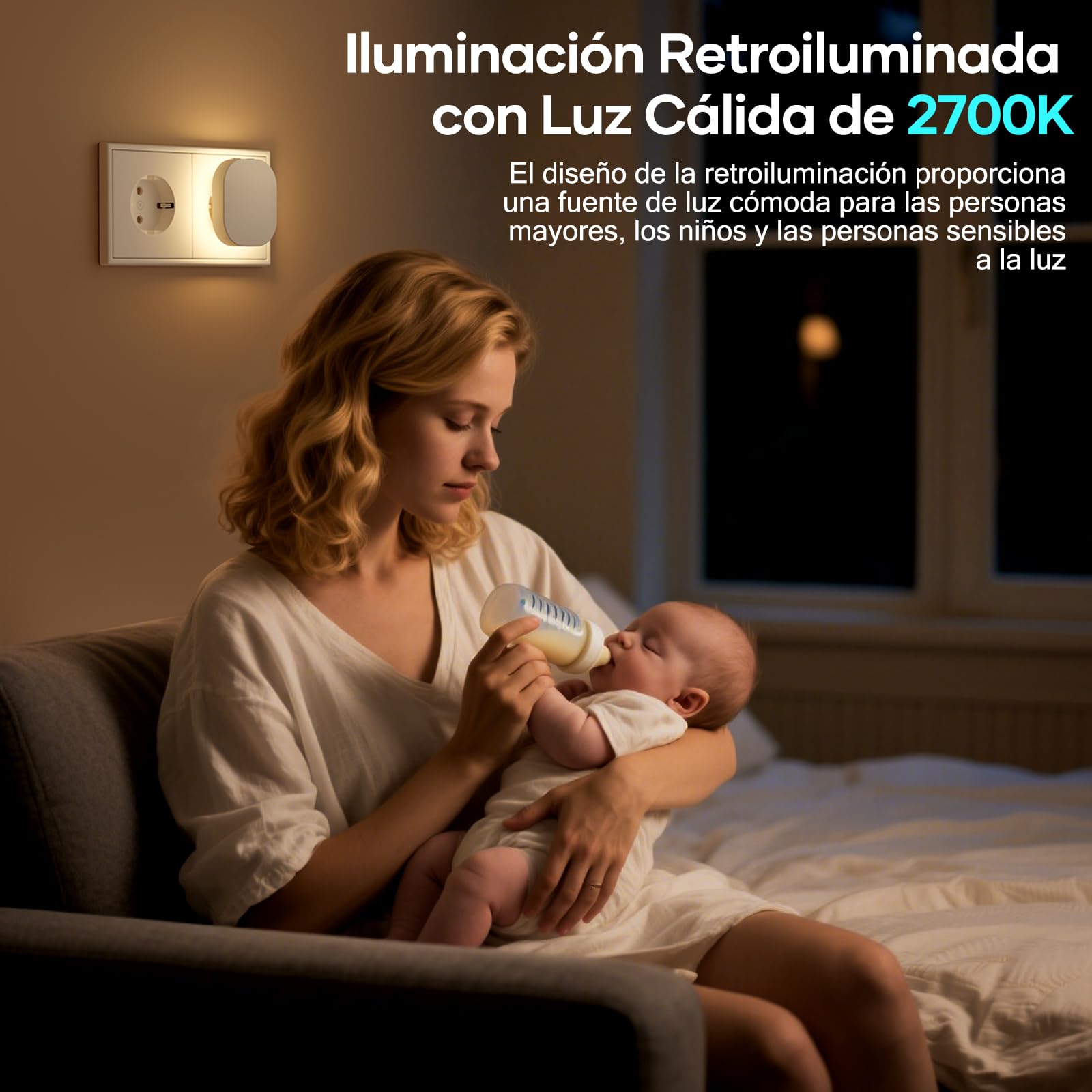 Suright 2 Piezas Luz Nocturna Infantil con Sensor Movimiento y Sensor de Crepúsculo, Brillo Ajustables 0.5-60LM, Luz Nocturna Enchufe para Niños, Pasillos, Escalera, Dormitorio