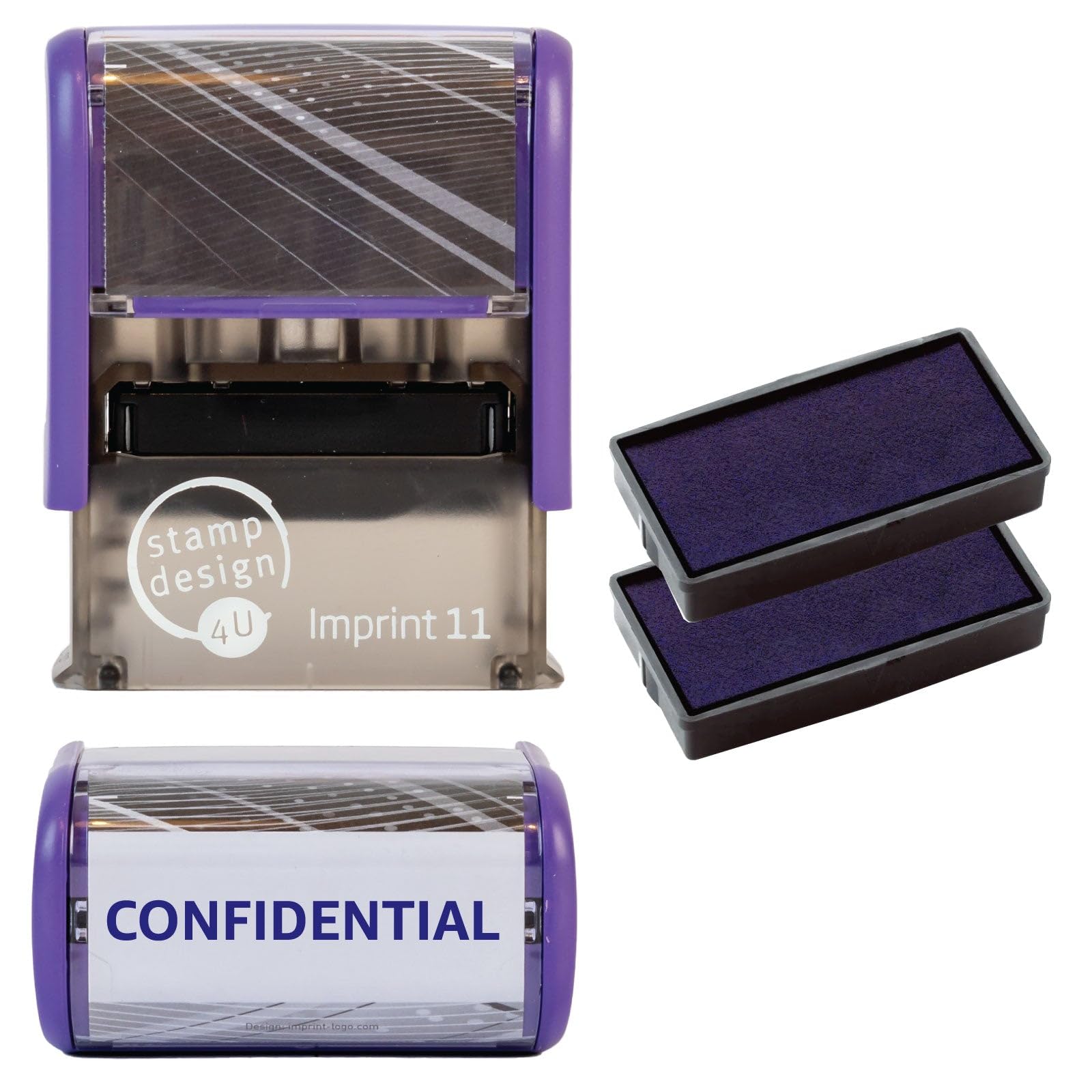 Confidential Self Inking Rubber Stamp for Stamping Your Confidential Documents - Blue Confidential Stamp with 2 Extra Inkpads