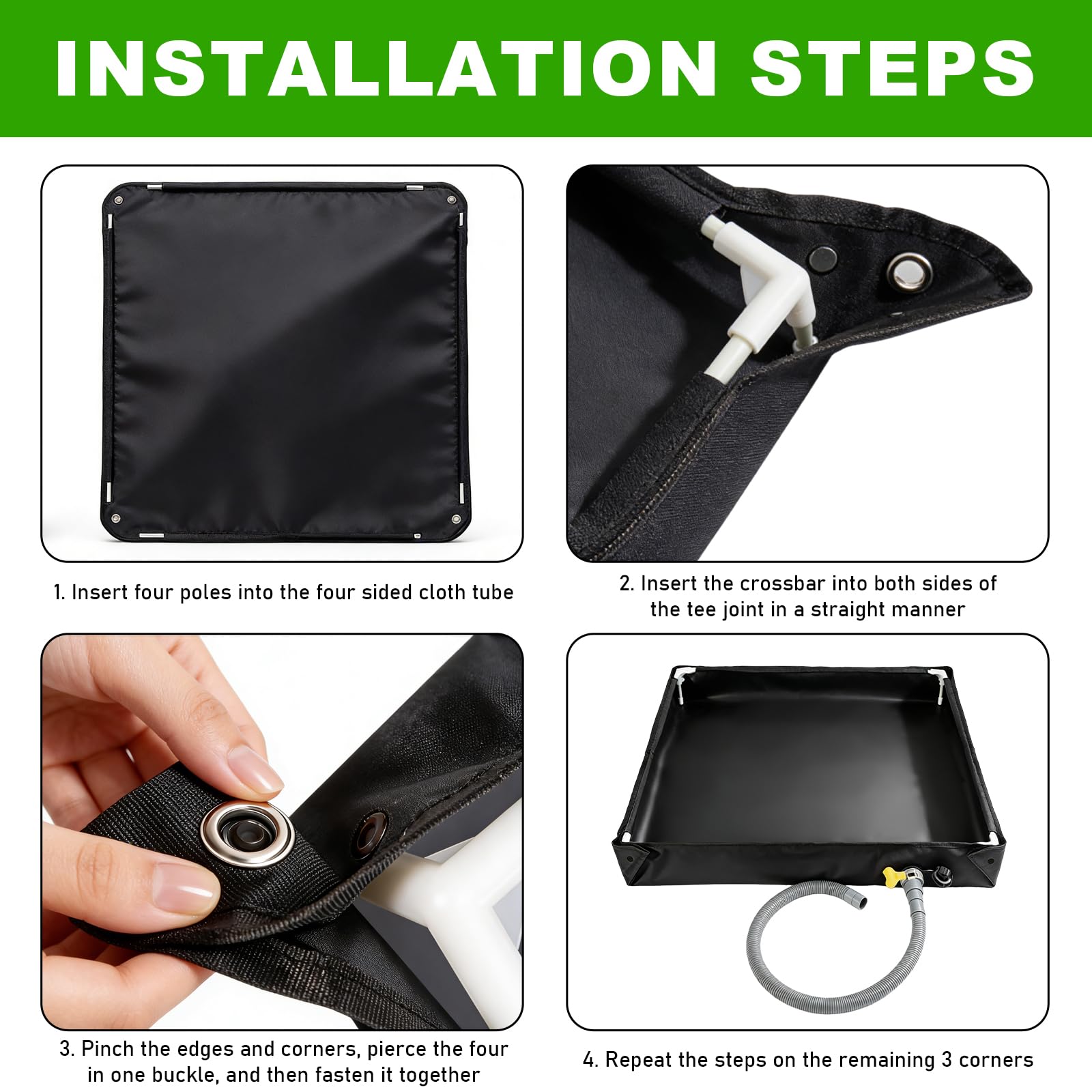 Faltbare Duschbasis 80x80x10cm – Tragbare Duschwanne mit Abflussrohr, Wasserdichte Camping Duschzelt-Basis für Indoor & Outdoor Camping Reisen und Haustierbad - 5