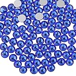 Beadsland 288pcs Flat Back Crystal Rhinestones Round Gems for Nail Art and Craft Glue Fix,Sapphire,SS34,7.1-7.3mm