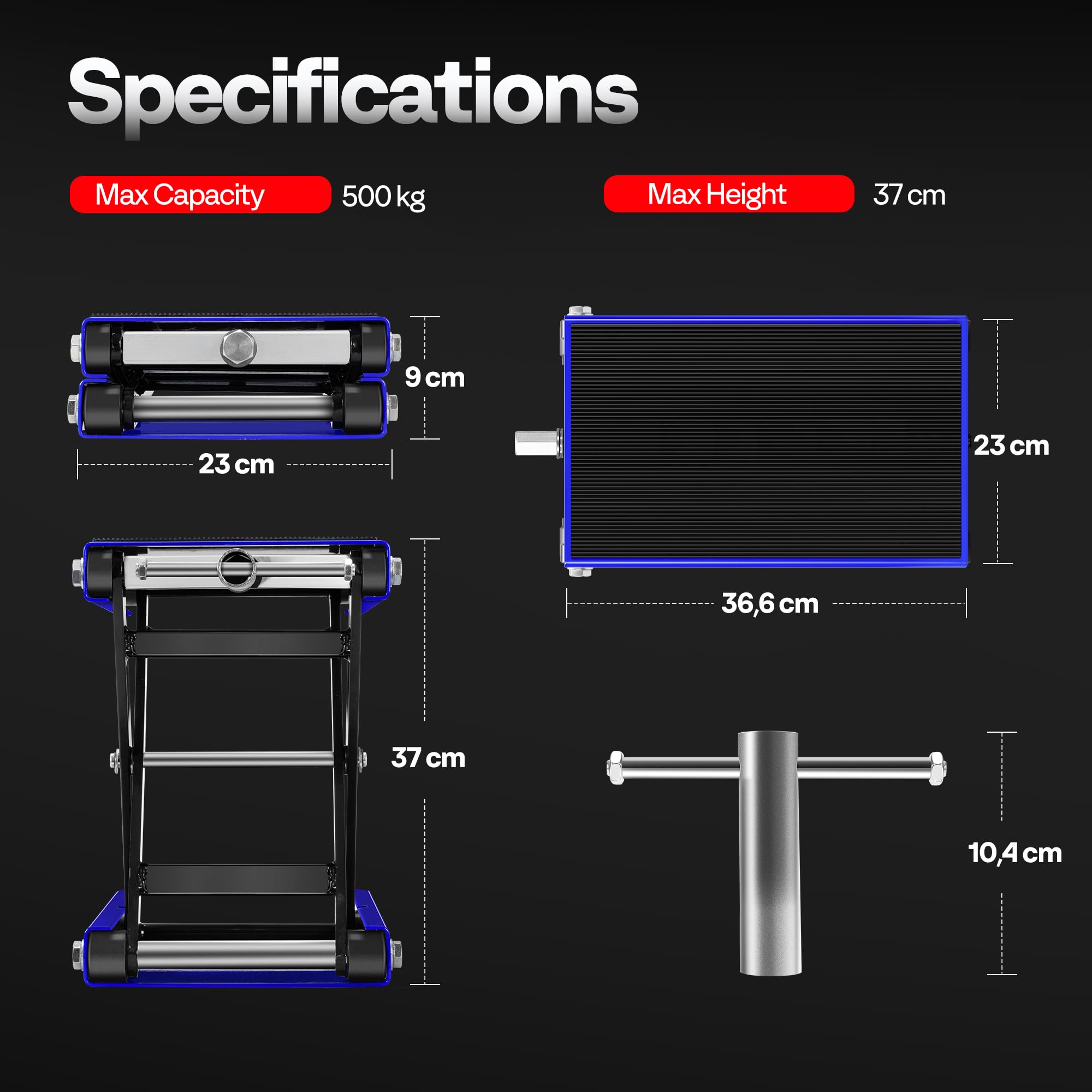 VIVOHOME Motorcycle Scissor Lift Jack Height Adjustable Heavy Duty Steel with Anti Slip Wide Deck Hoist Crank Center Stand 500KG Capacity for Motorcycles, ATVs, Dirt Bikes