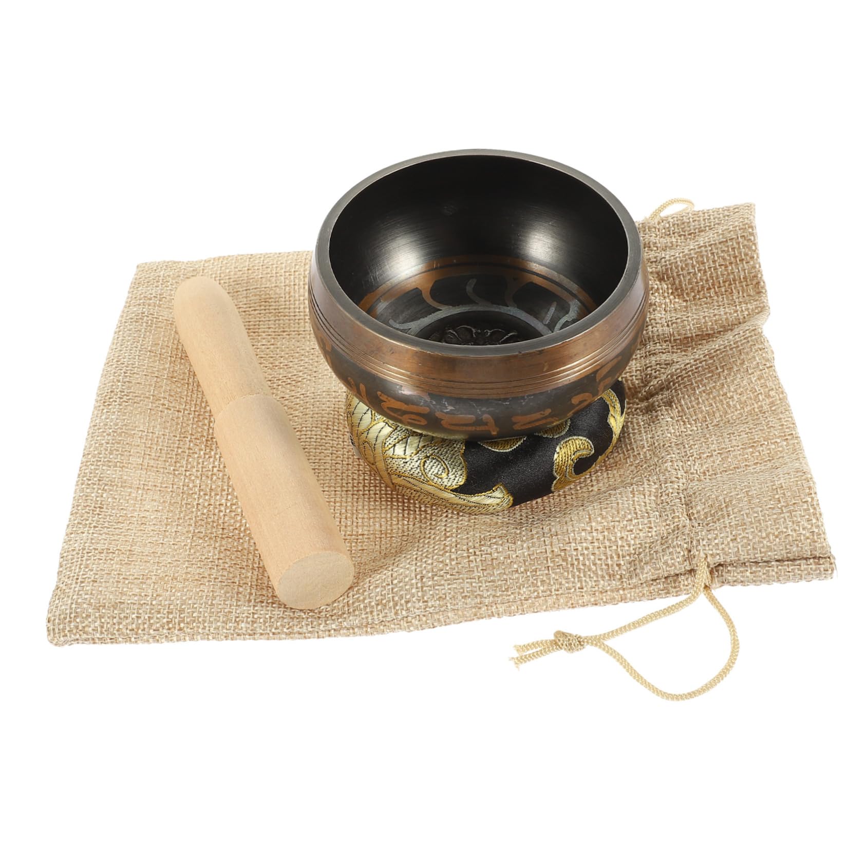 SUPVOX 1Set Tibet Singing Bowl Flat Bottom Meditation Bowl for Premium Copper Sound Bowl with Accessories for Relaxation Buddhist Practices