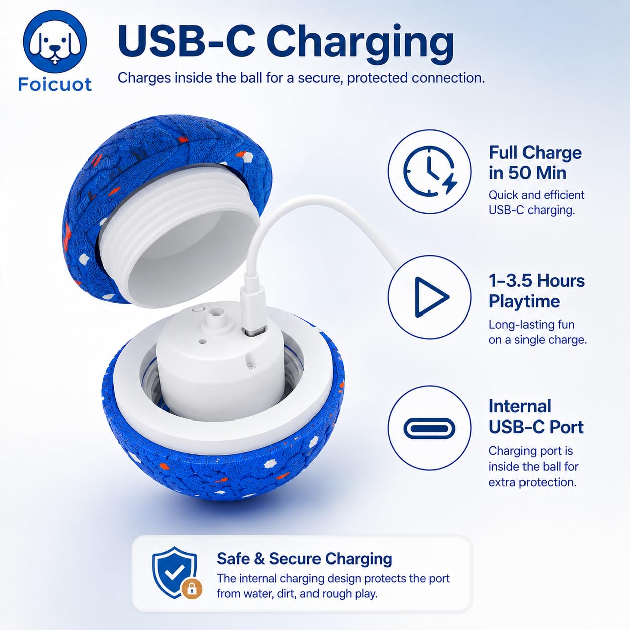 Juguete interactivo de pelota para perros [recién actualizado], material duradero de E-TPU, 3 modos de juego con luces coloridas, E-TPU USB-C recargable, clasificación de impermeabilidad IPX7