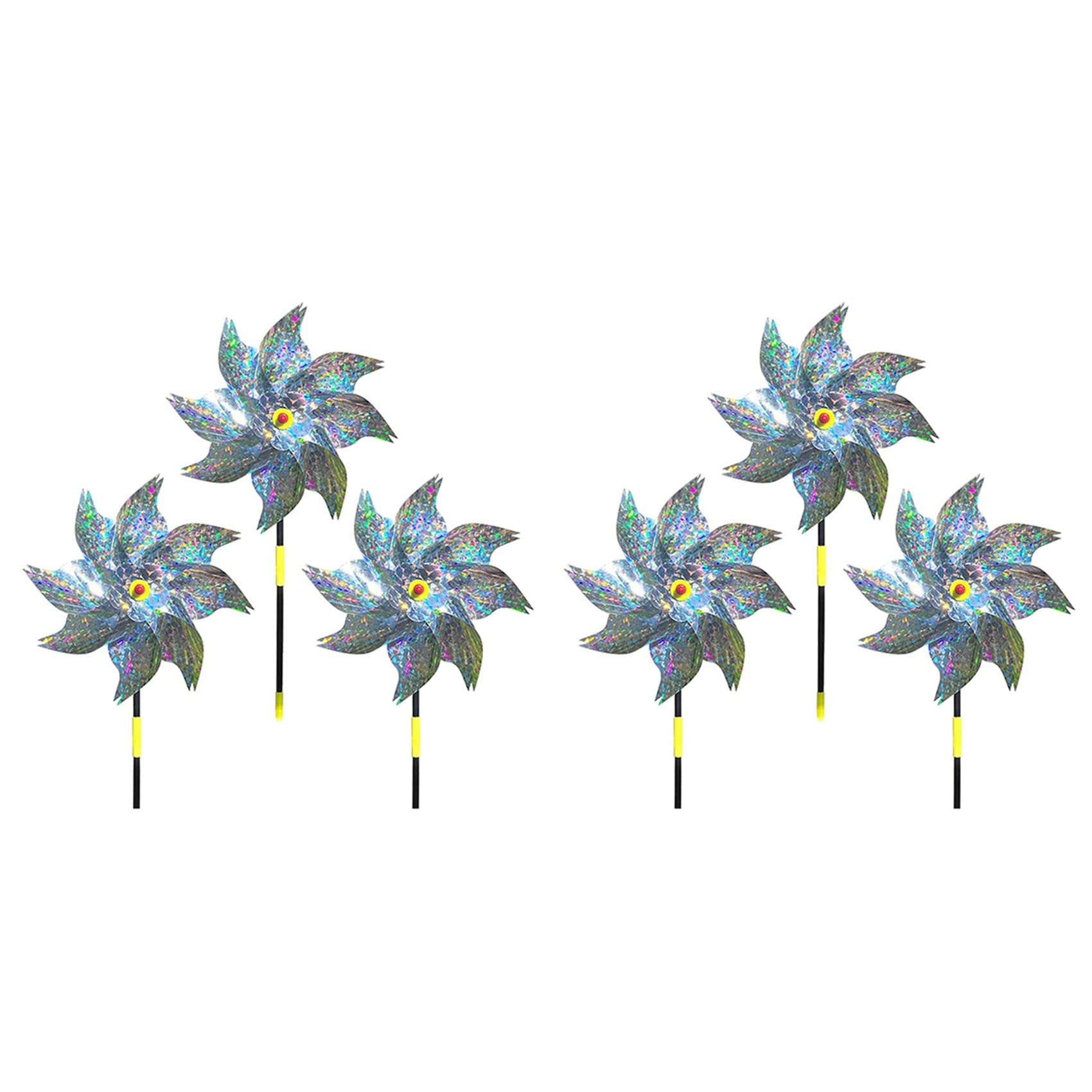 Jnchdghwa Multicolor 6 Pieces Windmills, Bird Repellent,Fruit Garden,Reflective Windmill, Bird Repellent, Bird Repellent, Reflective Windmill