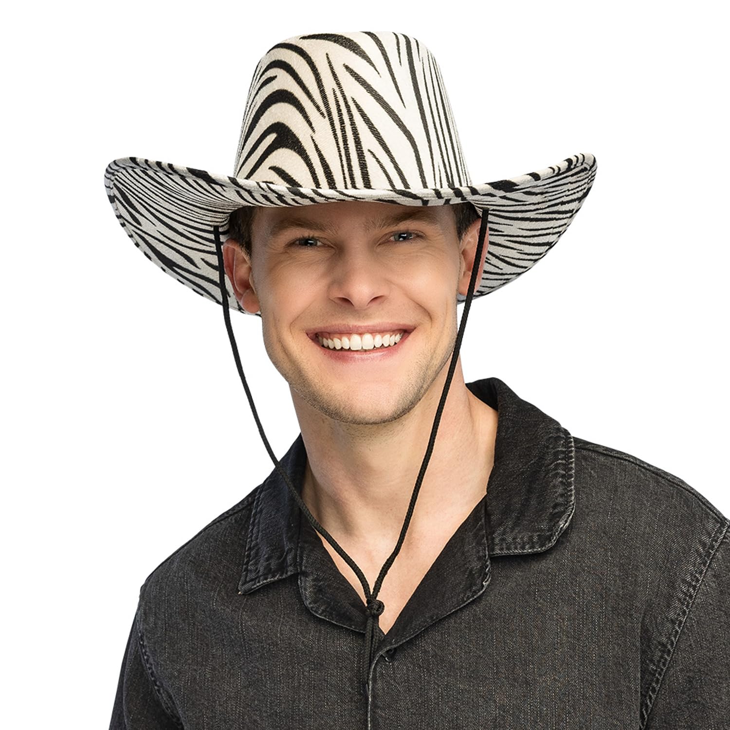 Boland - Wild Cowboy Hat with Animal Print, Hat Size 59 cm, Western Hat with Drawstring for Carnival, Festival and Theme Party