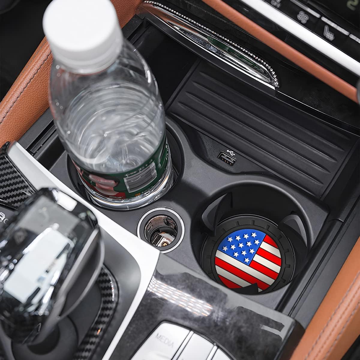AUCELI 4 Pack Car Cup Holder Coasters, Colored American Flag US Flag Insert Car Cup Coaster, 2.75 Inch Anti Slip Shockproof Embedded Drink Mat, Vehicle Interior Decor Accessories - Image 6