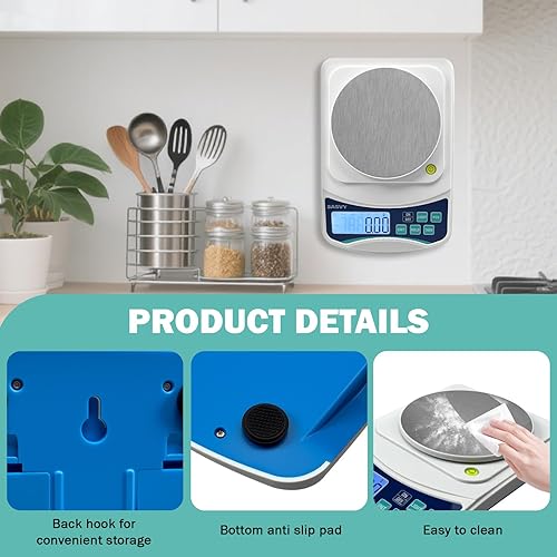 Miniatura 7 de Báscula digital de laboratorio de 35.27 oz x 0.00 oz ozgctDWTtlgnozt, báscula científica electrónica de precisión, balanza analítica para joyería de