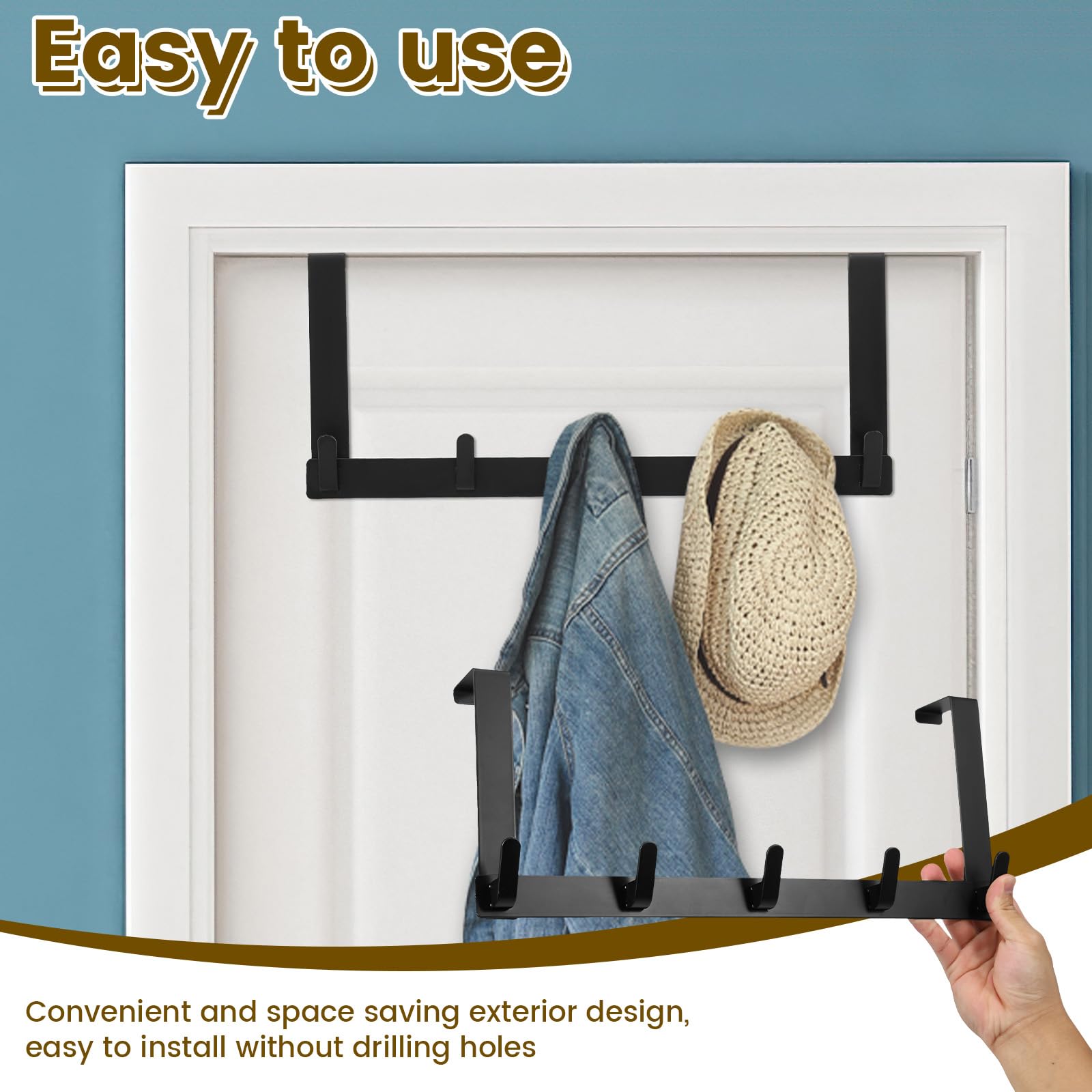 US 2Pcs Over The Door Hooks Sturdy Door Hanger Multipurpose Over Door Hanger Easy Use Over The Door Towel Rack Space Saving Door Hanger Hook for Living Room Bathroom Hanging Coats Towels Clothes