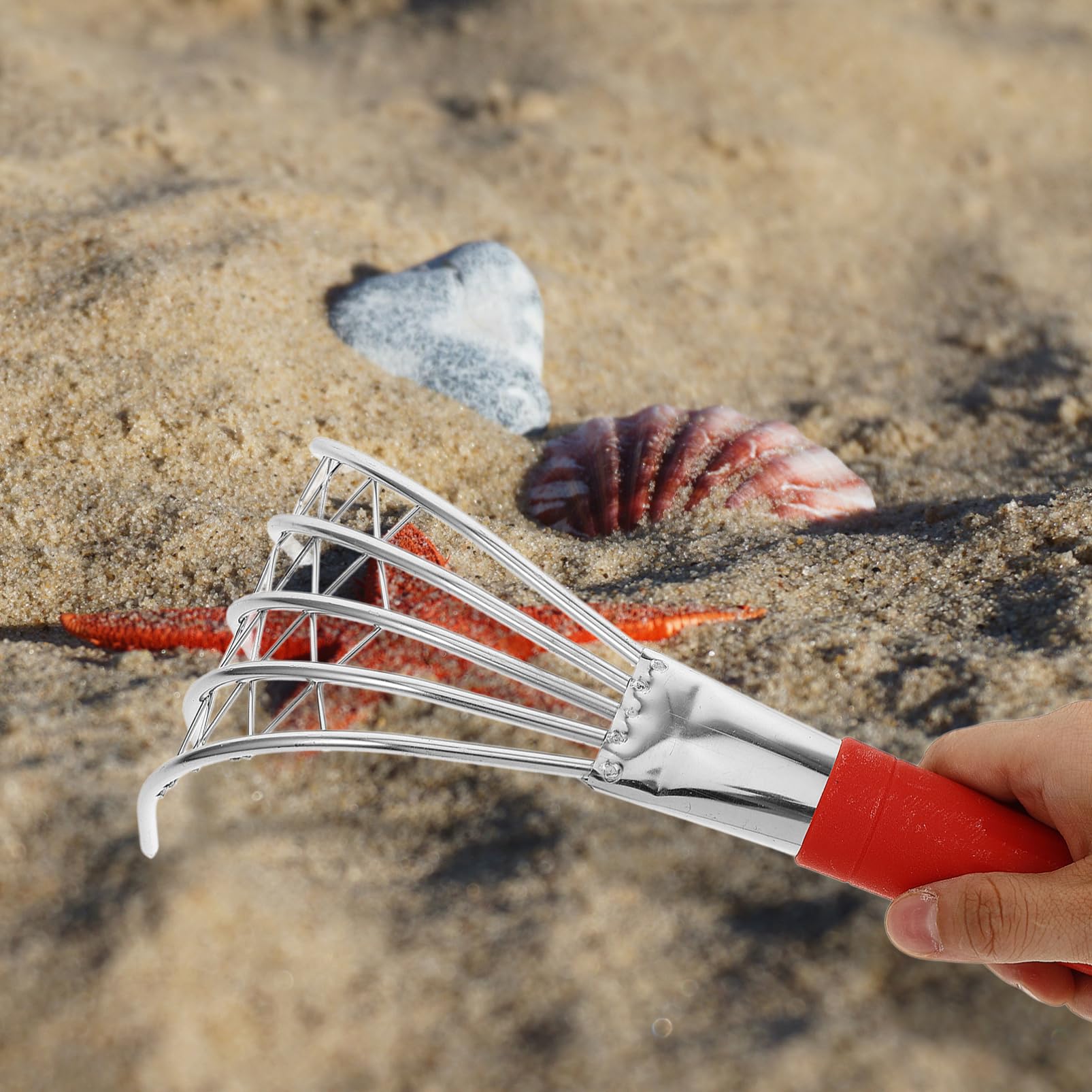 Toyvian 4 Stück Claw Rake Muschelrechen Ergonomischer Handgriff Strandwerkzeug für Muschelsuche und Gartenarbeit Robuste und Langlebige Konstruktion