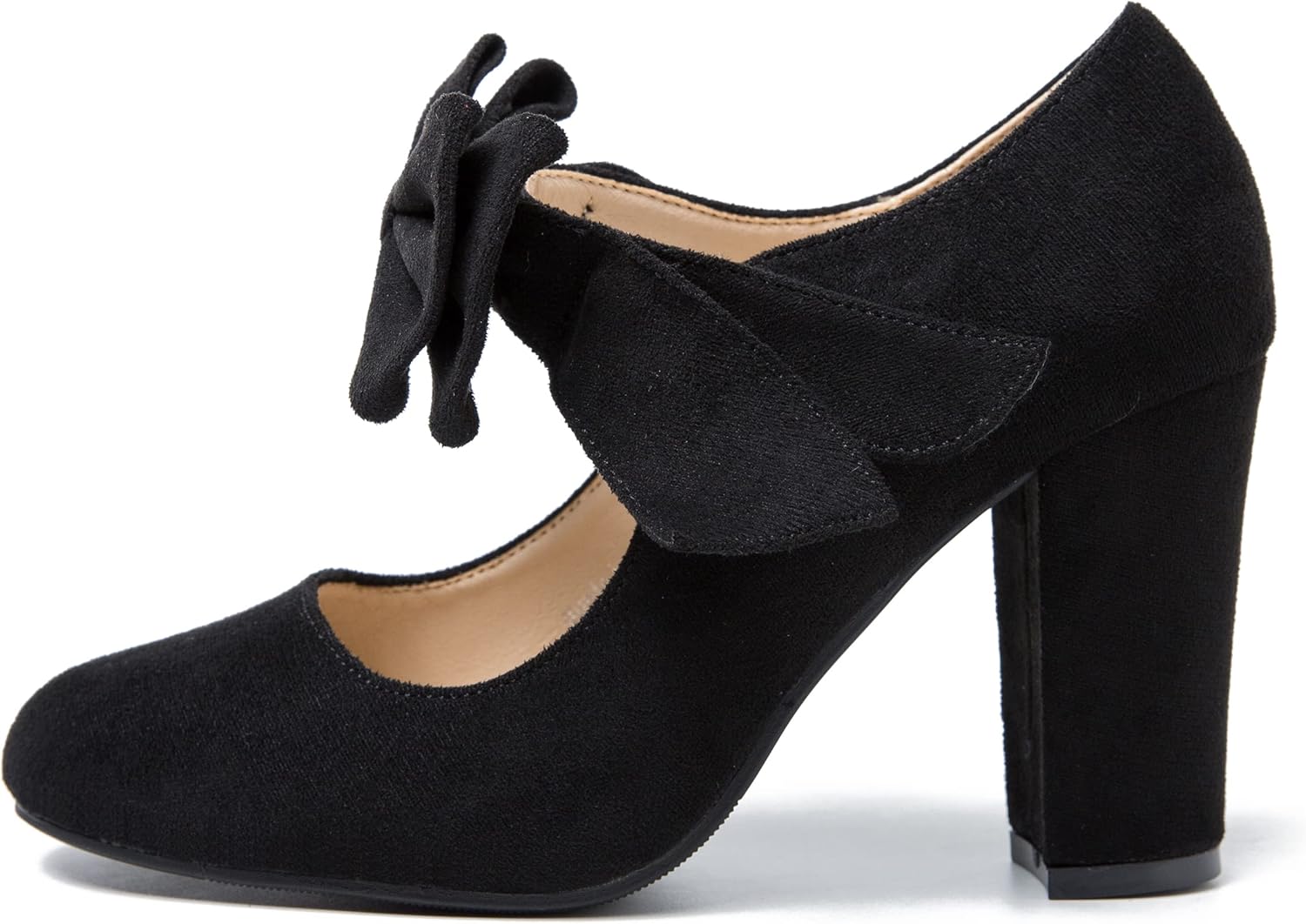 MAIERNISI JESSI Women's Mary Jane Pumps with Bow, 3.54 Inch Chunky Heel, Round Closed Toe Dress Shoes - Image 6