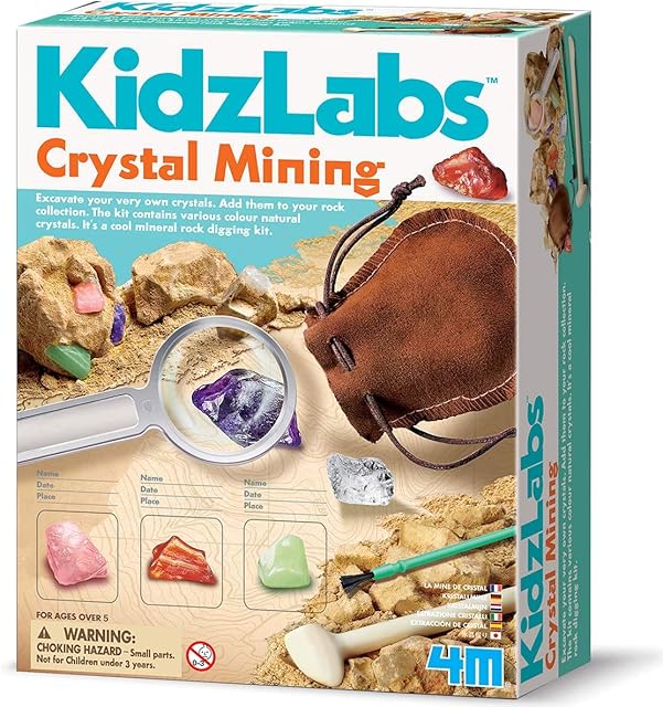 4M Kidzlabs Crystal Mining Kit, DIY Science Kit - Dig for gem Stones, For Boys & Girls Ages 5+
