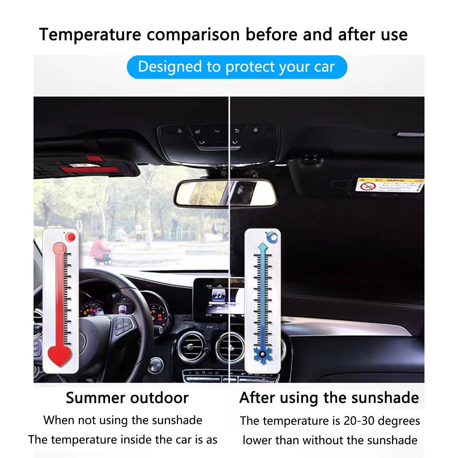 GAFAT - Protector Solar Para Parabrisas Interior Con Función De Refrigeración Y Protección UV, Accesorio Para Ford Fiesta ST MK7
