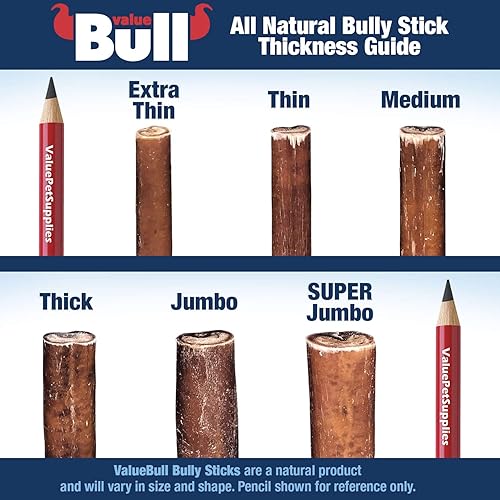 Miniatura 8 de ValueBull Bully Sticks para perros, Jumbo de 5-6 pulgadas, formas variadas, 25 unidades  golosinas naturales para perros, 100% carne de res,