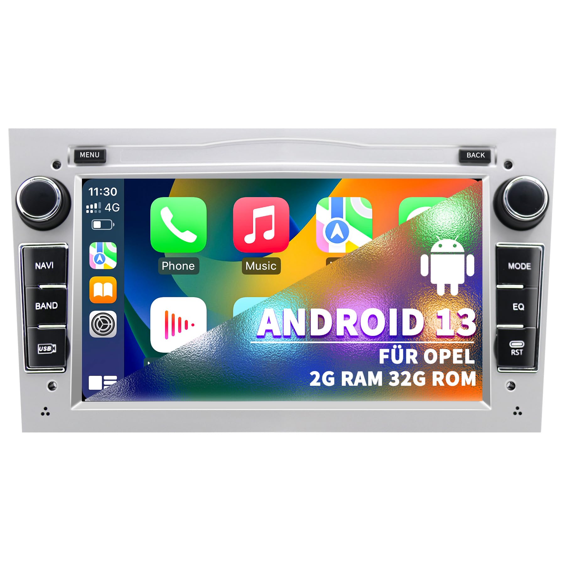 Autoradio pour Opel Astra Corsa Zafira, système Android 13 2G+32G avec Navigation GPS CarPlay Android Auto WLAN Bluetooth MirrorLink, écran Tactile 7 Pouces Radio FM Commande au Volant, Argent