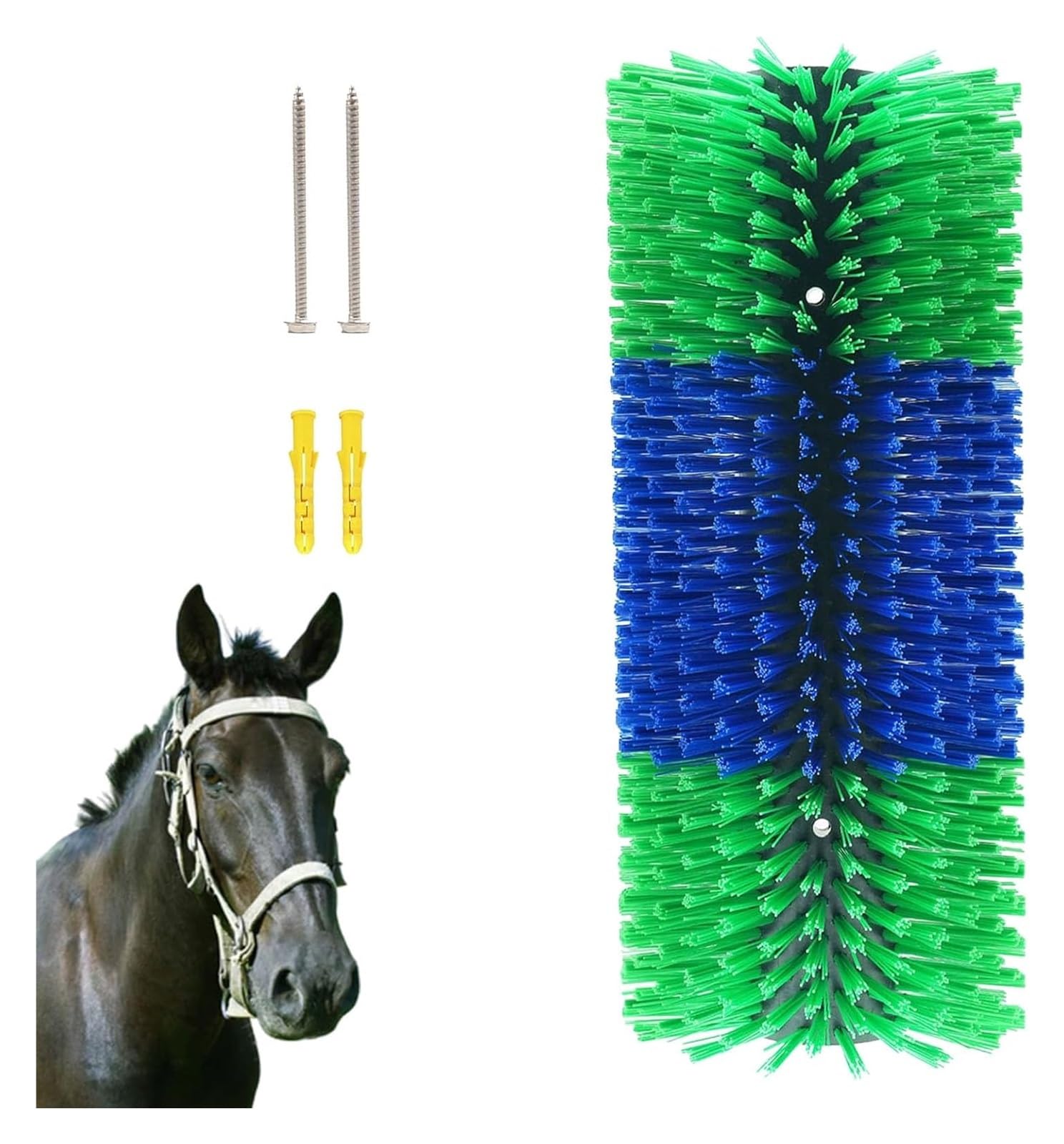 Cepillo rascador para ganado Rascador for ganado, cepillo for ganado con 4 tornillos for caballos, cepillos for cabras for el aseo(Green+Blue)