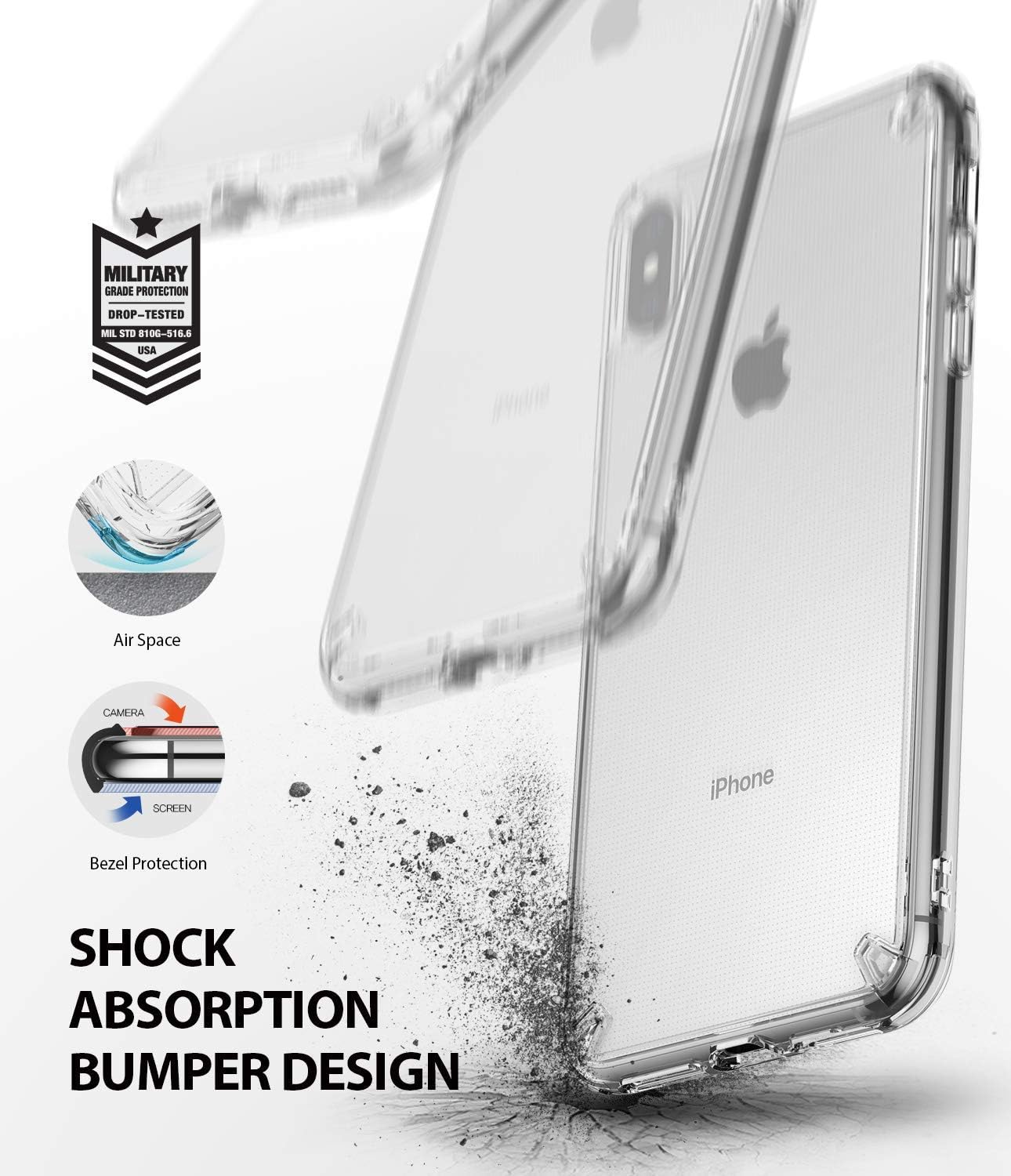 Ringke Fusion Compatible with iPhone Xs Max Case Transparent Hard PC Premium TPU Bumper Scratch Protection Cover - Clear