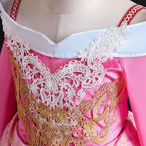 Miniatura 5 de Vestido de cumpleaños de princesa para niñas, disfraz de belleza para dormir, Halloween, Navidad, disfraces de fiesta de cosplay (con accesorios)