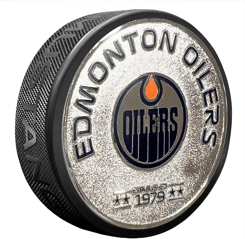 Sports Decor Medallion Puck - Edmonton Oilers Silver Established