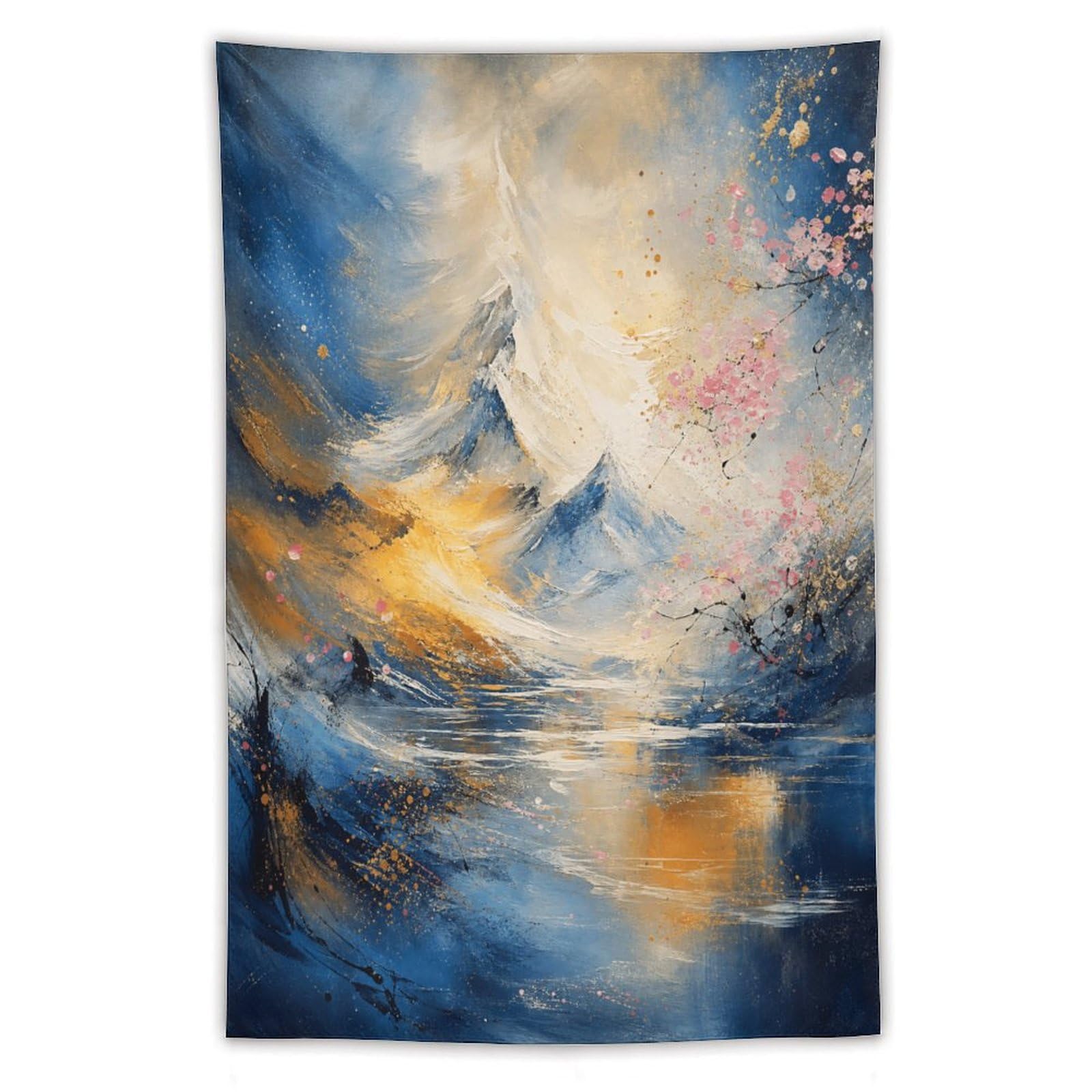 W7C8U2X3 Abstract Wave Landscape Wall Tapestry, Geometric Art, Dorm Room
