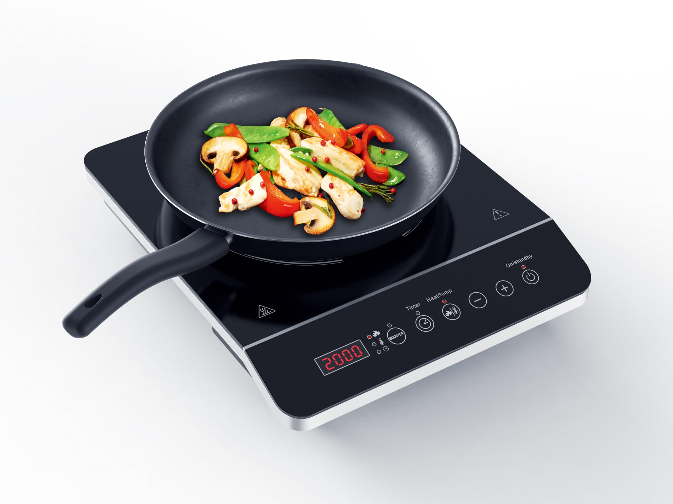 Tarrington House Placa de inducción IC2020AB, con pantalla LED, 35,6 x 29 x 6,3 cm, Vidrio, 2000 W, negro