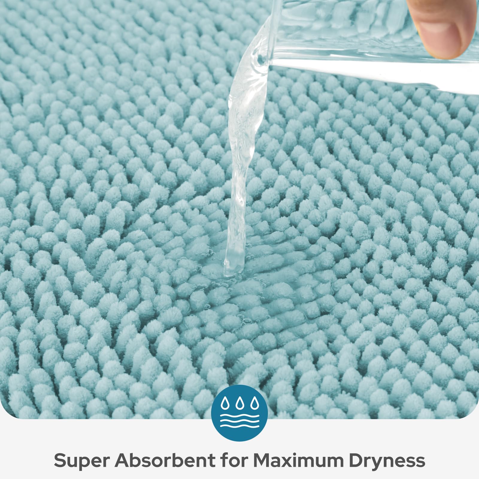 BYSURE Juego de alfombras de baño de 3 piezas, antideslizantes, extra absorbentes, felpilla, suaves, lavables, color azul claro