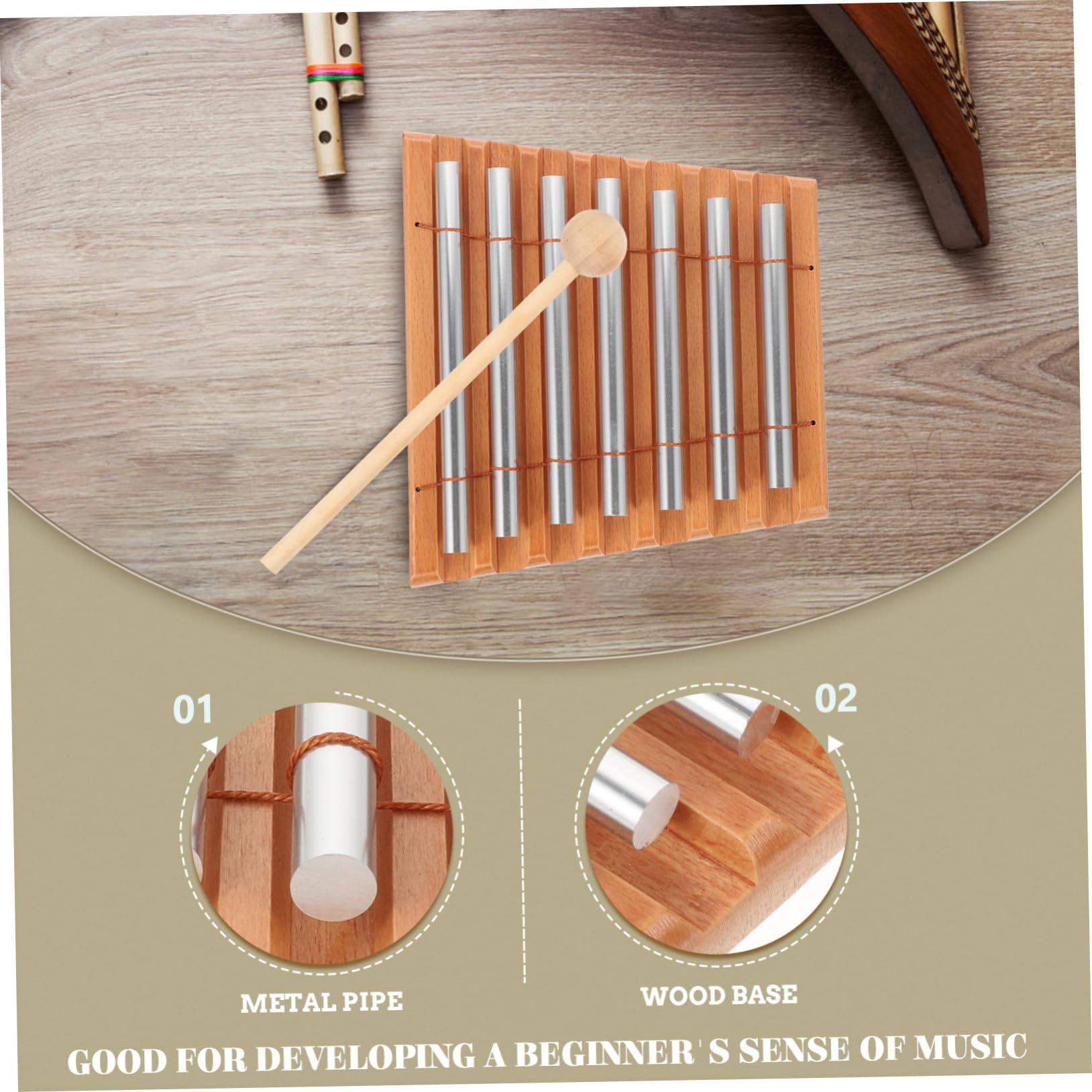 Conjunto de Campanas de Percusión de Madera de Tonos con Instrumento Musical Educativo para Sonido para Aprendizaje Rítmico y Sensorial