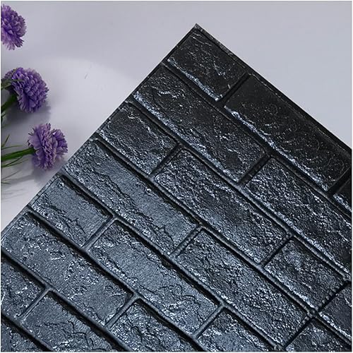 Miniatura 10 de homeemoh 10 paneles de pared de efecto ladrillo 3D de 118 x 118 pulgadas despegar y pegar papel tapiz de espuma de polietileno para dormitorio sala