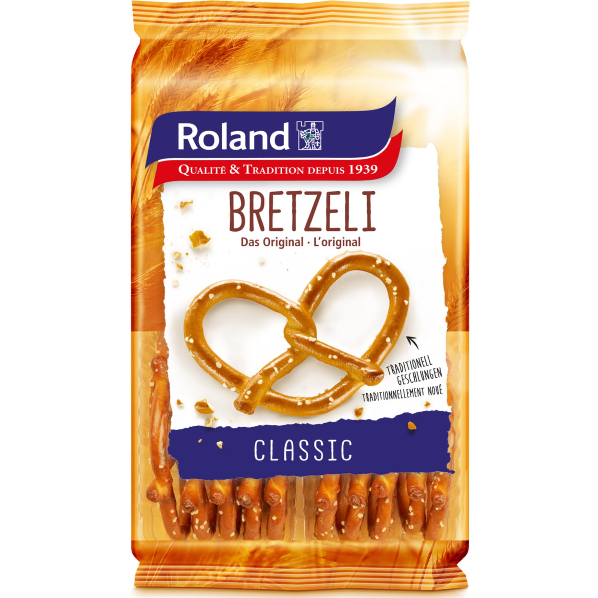 usy Bundle für Roland Bretzeli Classic Salz Brezel Traditionell Geschlungen 18er Pack (18x100g Packung) + usy Block