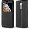 Funda de Cuero con Ventana para Axon 7 Mini - Negro | Diseño Elegante con Ventana Visible, Pantalla Transparente, Tapa Magnética Invisible con Ranura para Tarjeta y Soporte 1