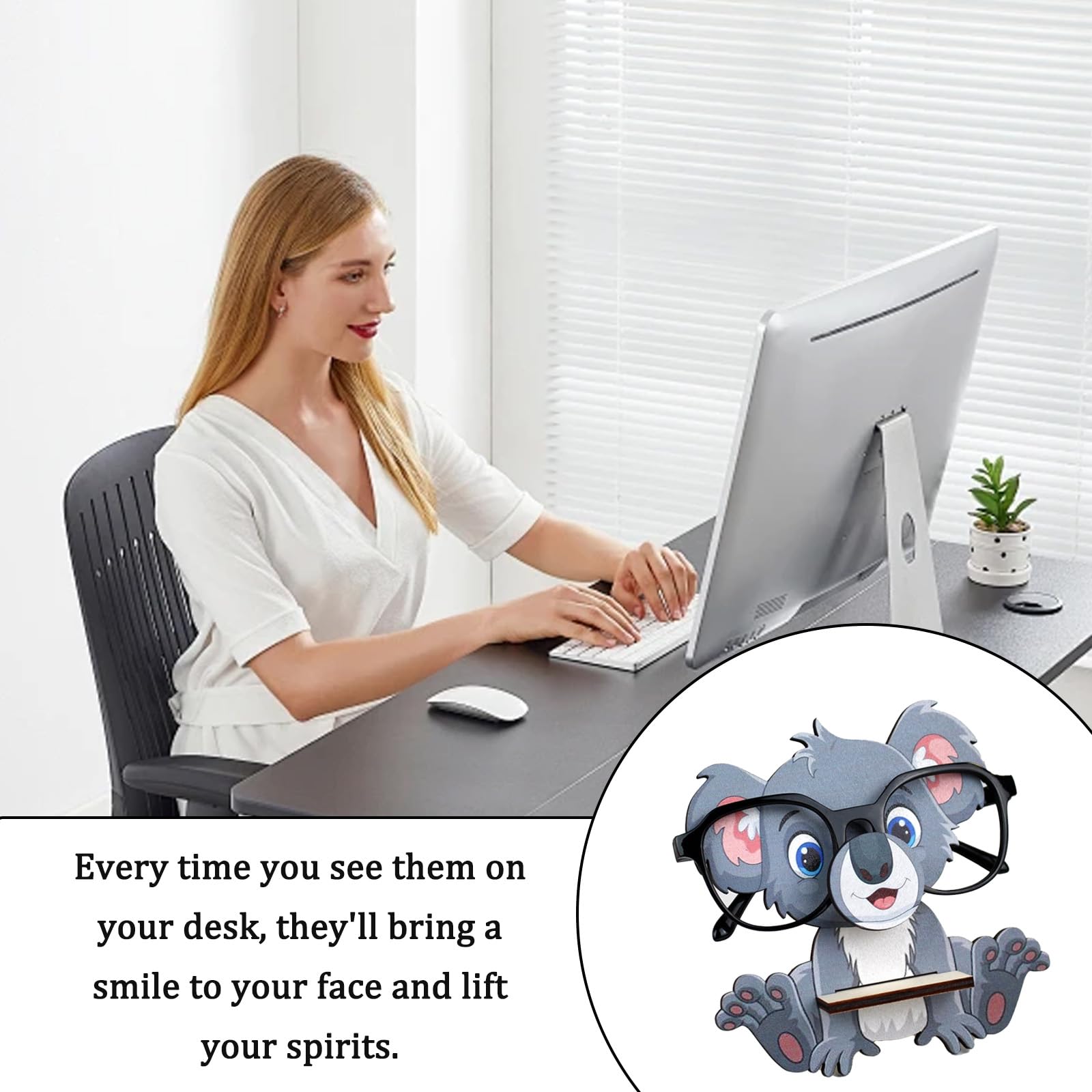 Porta Occhiali Legno Animali, Porta Occhiali da Tavolo, Supporto per Occhialis da Vista e Sole in Legno Espositore con Forma Koala per Casa Ufficio e Scrivania