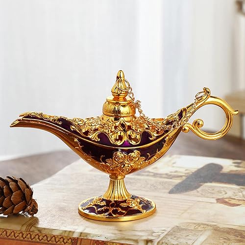 Miniatura 2 de Genie Lamp Myth Wishing Light - Disfraz de colección de metal con tapa extraíble, centro de mesa, centro de mesa, lámpara de estatua para decoración