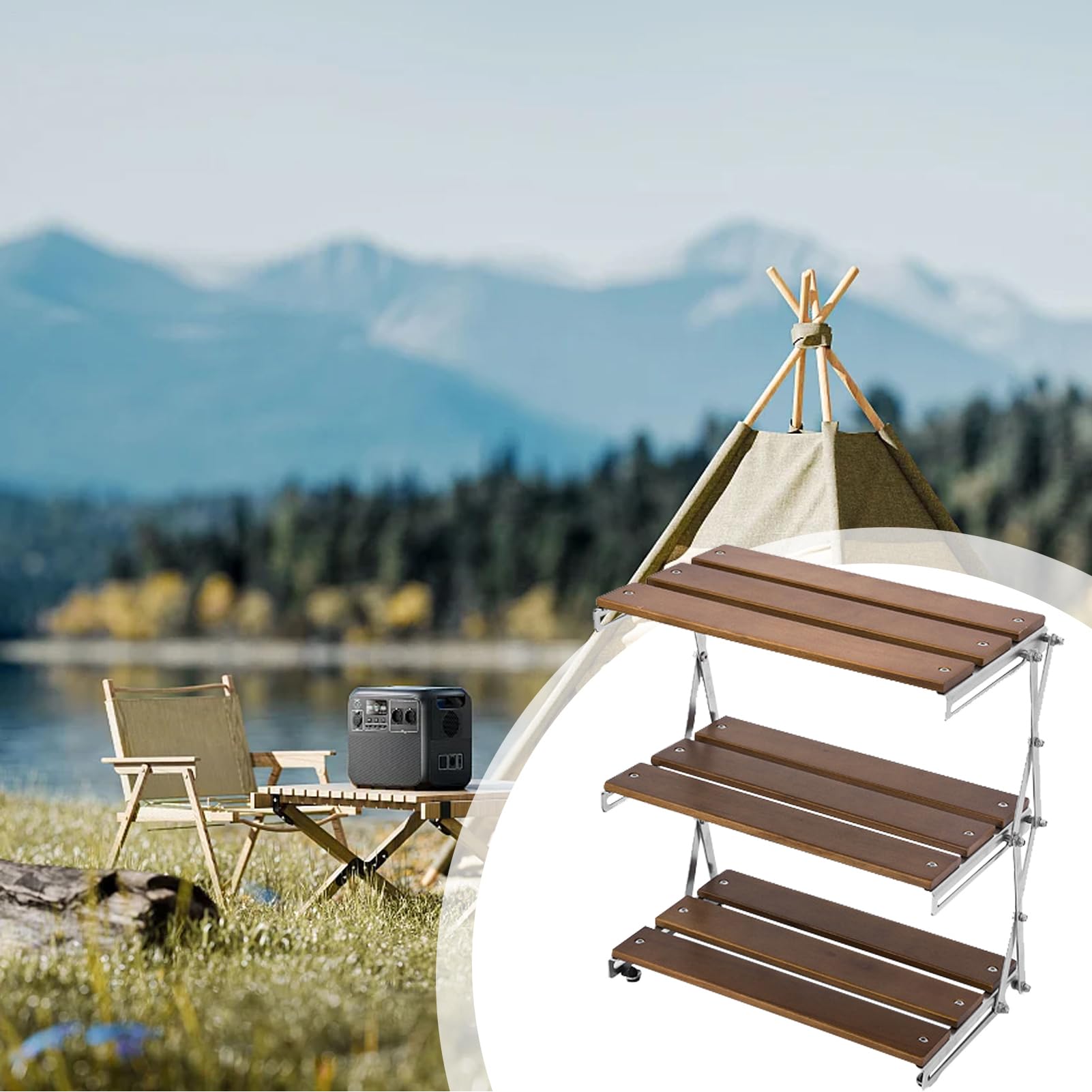 Étagère de Rangement Pliante de Camping, Organisateur Pliable étagère de