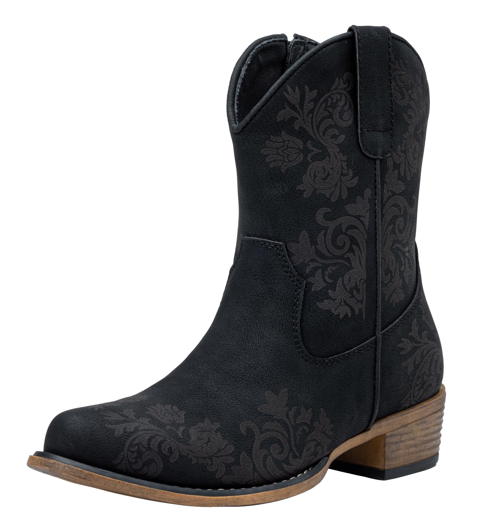 Jeossy Women‘s Cowboy Boots, Cowgirl Ankle Western Booties with Square Toe Low Heel, Short Comfortable 9805 Boot with Zipper