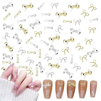 Amazon | Sucodver ネイルパーツ リボン 小さめ シルバー