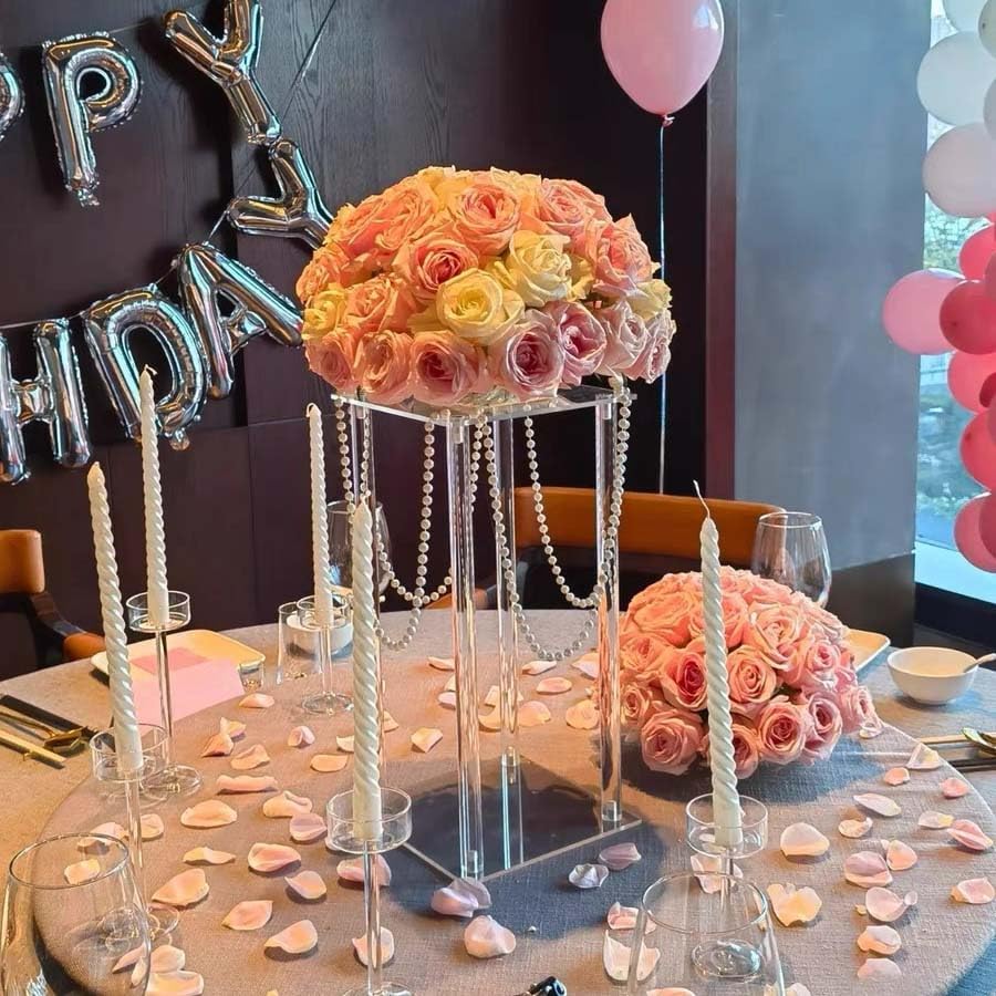 Miniatura 2 de MEISHAONV 10 piezas de 15.75 pulgadas de acrílico florero soporte de columna soporte de flores de boda centros de mesa para mesas