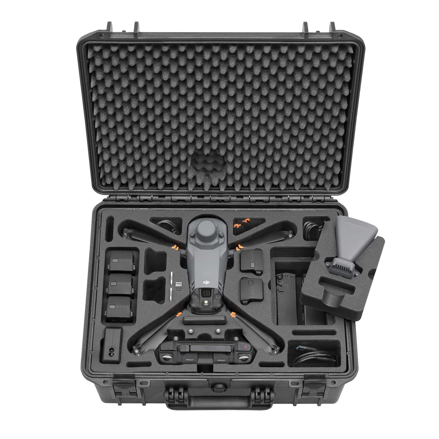 TOMcase Koffer „Ready to Fly” für DJI Mavic 3 Enterprise/Thermal/Multispectral, Plus Combo, RC Pro Controller, „Akkus Laden im Koffer Funktion, IP67 wasserdichter Case - Made in Germany (Orange)