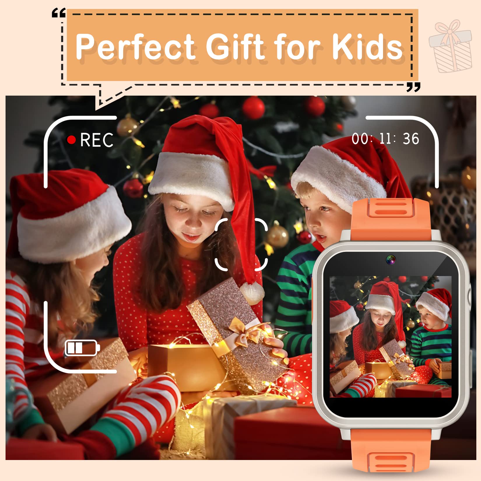 Smart Watch per bambini, orologio intelligente per bambini, con 24 giochi di puzzle, fotocamera, registratore, musica, allarme, calcolatrice, calendario, torcia, contapassi, regalo di compleanno, per