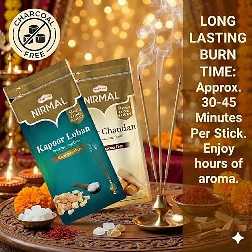 Vista 39 de Shubhkart Nirmal - Varitas de incienso de sándalo, paquete de 2 inciensos, 200 varitas de alta calidad, Haldi Chandan, fragancia de larga duración