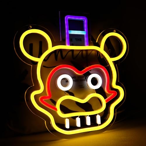 Miniatura 20 de Freddy - Letreros de neón para decoración de pared, luces LED de neón para dormitorio, cumpleaños, regalos de Navidad para niños, adaptador de Cinco
